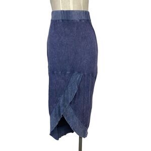 Chalet XS Chambray Blue Tulip Skirt Art To Wear Lagenlook Cottagecore Hemp Fts S